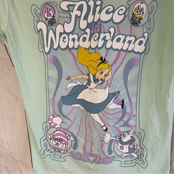Disney Alice in Wonderland Graphic Tee Mint Green size medium - Picture 2 of 5